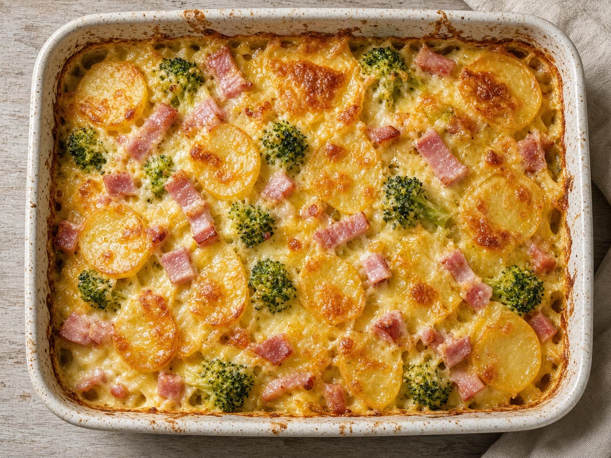 Kartoffel-Brokkoli-Schinken-Auflauf